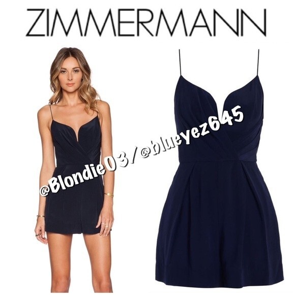 Zimmermann plunge romper play suit in French navy 3/L